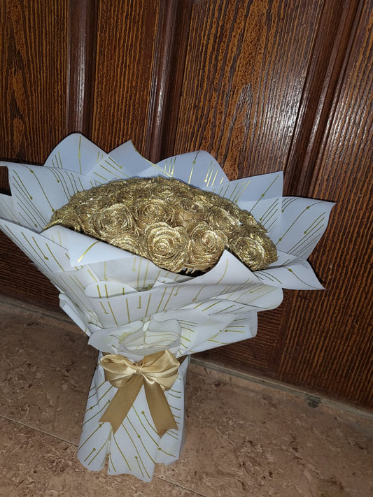 Golden Luxe Rose Bouquet – Sparkling Artificial Rose Gift