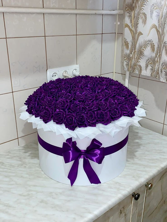 Royal Bloom – Deluxe Purple Glitter Rose Box