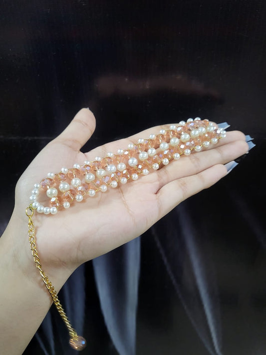 Elegant Pearl & Crystal Beaded Bracelet