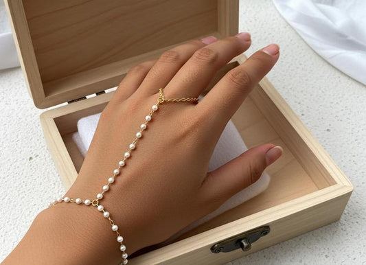 Graceful Pearl Hand Adornment  Bracelet