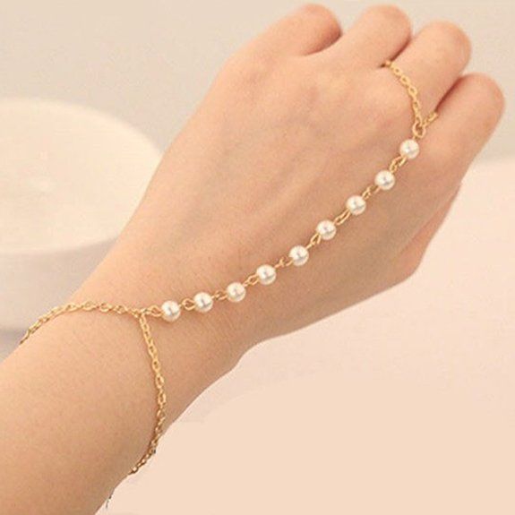 Classic White Pearl Hand Chain Bracelet
