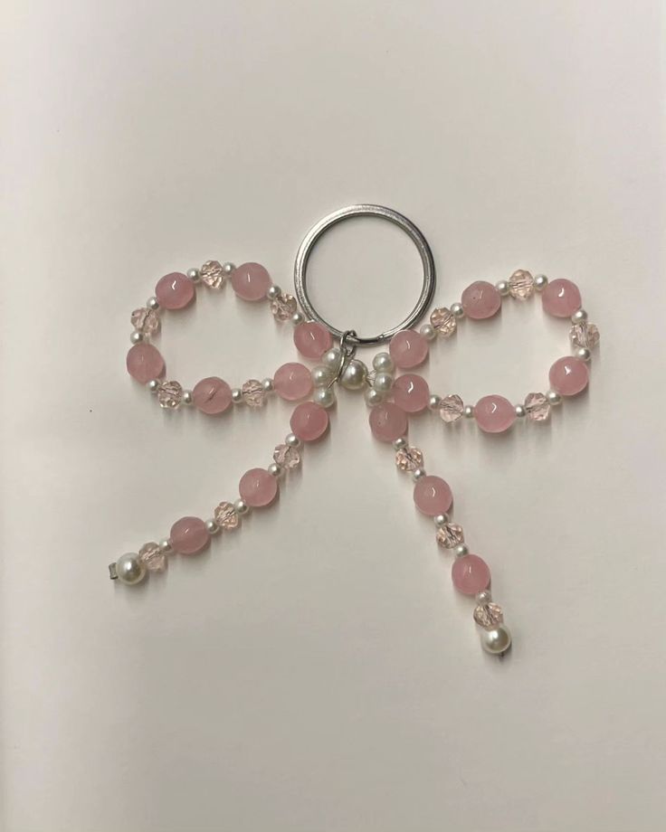 Blush Pink Pearl Bow Keychain