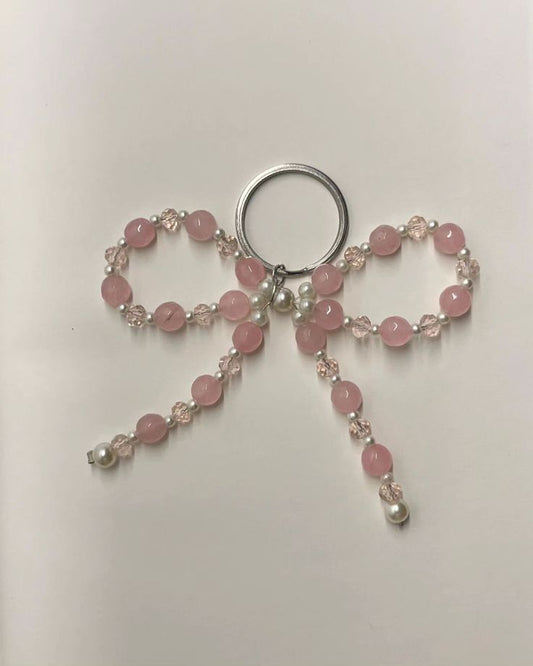 Blush Pink Pearl Bow Keychain